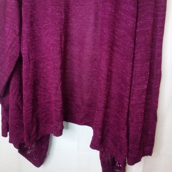 Jaclyn Smith Cardigan 3X Long Sleeve Open Front Lightweight Crochet Lace Purple - Picture 16 of 16